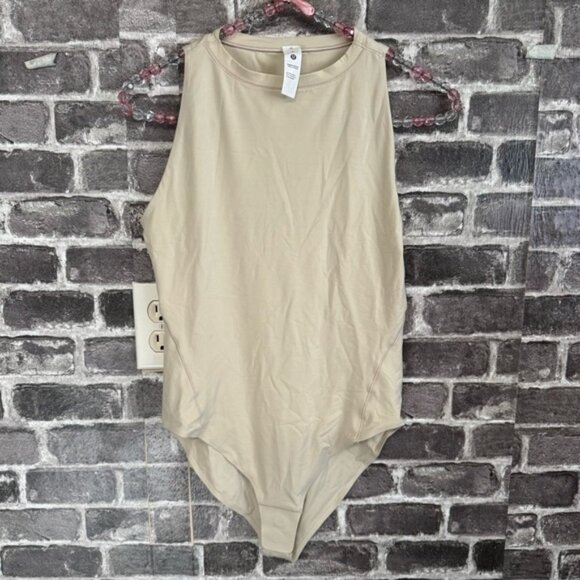 NWT Lululemon wundermost Nulu Square-Neck Sleeveless Bodysuit cream bikini cut - Picture 1 of 12